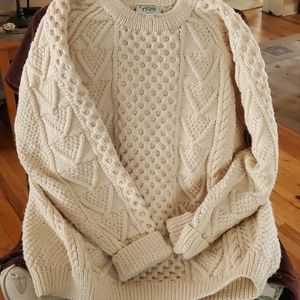 Aran Knit Merino Wool Sweater